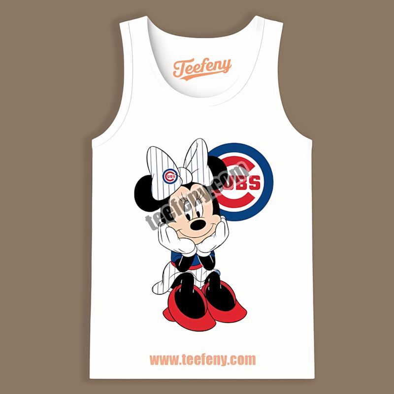 Chicago Cubs Minnie Mouse Cute Cotton Tanktop Chicago Cubs Minnie Mouse Cute Cotton Tanktop