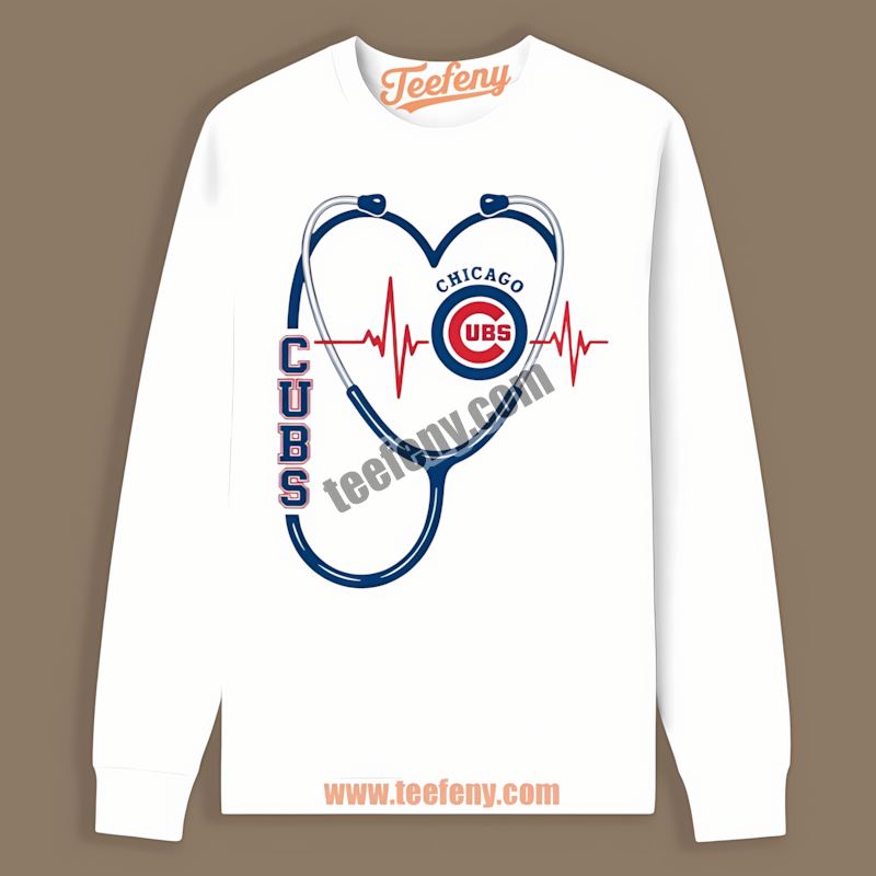 Chicago Cubs Nurse Heartbeat Trendy Long Sleeve Chicago Cubs Nurse Heartbeat Trendy Long Sleeve