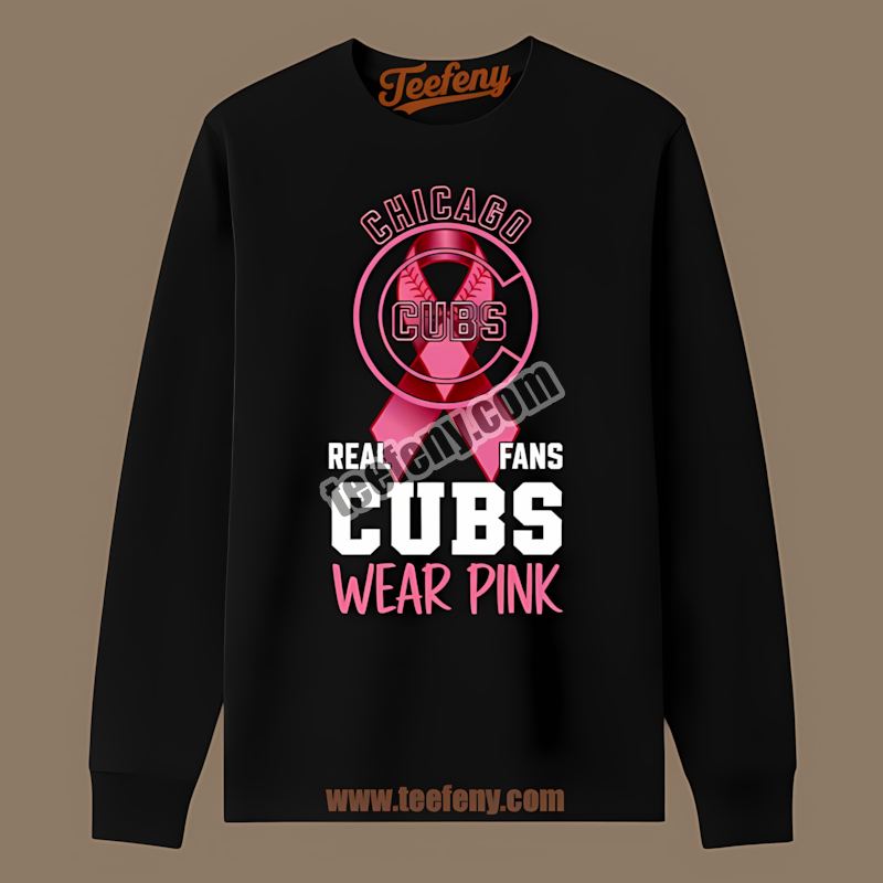 Chicago Cubs Real Fans Wear Pink Vintage Long Sleeve Chicago Cubs Real Fans Wear Pink Vintage Long Sleeve