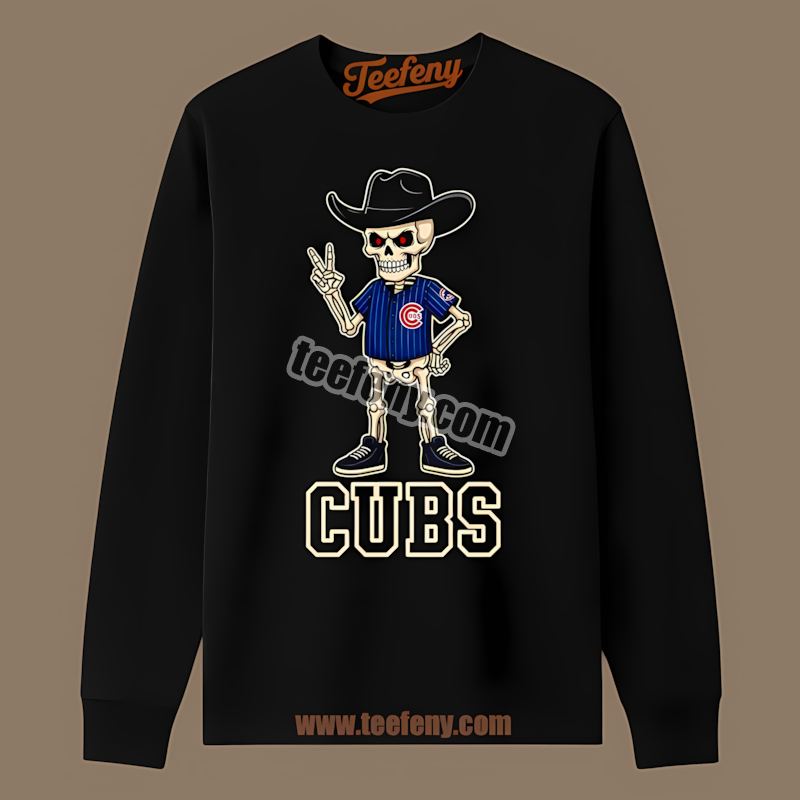 Chicago Cubs Skeleton Cowboy Vintage Long Sleeve Chicago Cubs Skeleton Cowboy Vintage Long Sleeve