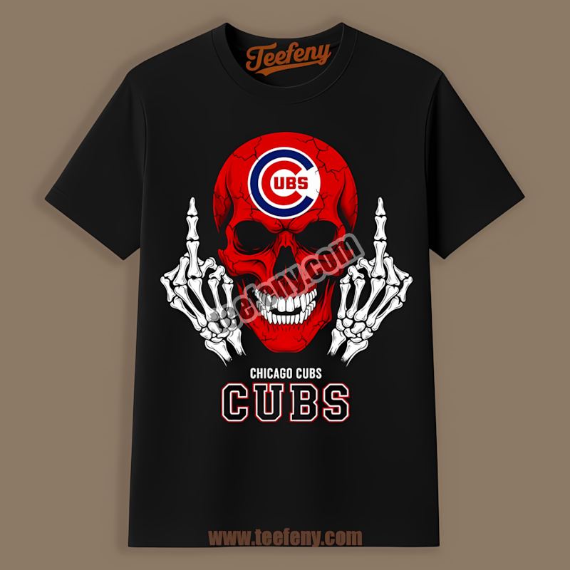Chicago Cubs Skull Middle Finger Retro Shirt
