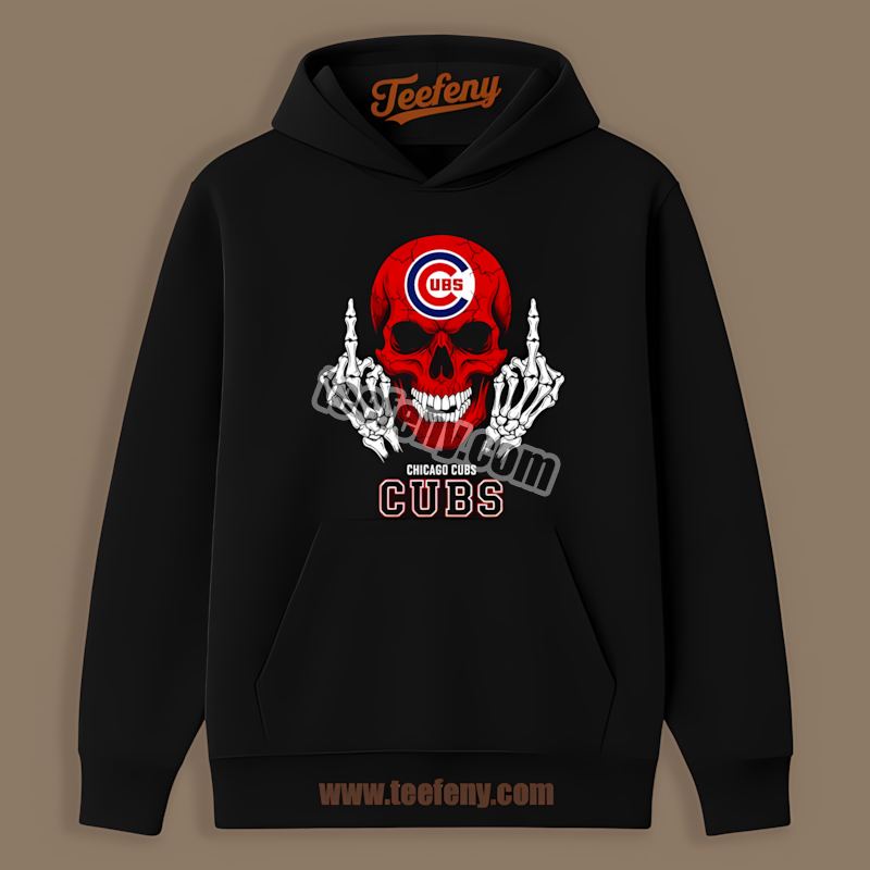Chicago Cubs Skull Middle Finger Retro Hoodie Chicago Cubs Skull Middle Finger Retro Hoodie