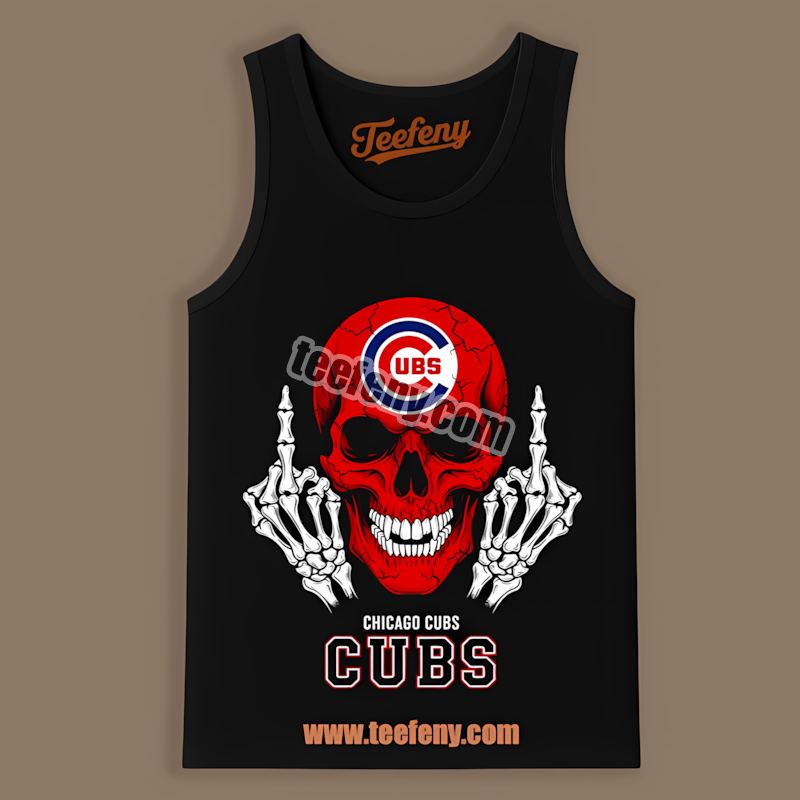 Chicago Cubs Skull Middle Finger Retro Tanktop Chicago Cubs Skull Middle Finger Retro Tanktop