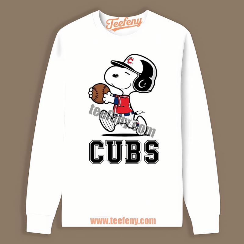 Chicago Cubs Snoopy Baseball Running Unisex Long Sleeve Chicago Cubs Snoopy Baseball Running Unisex Long Sleeve