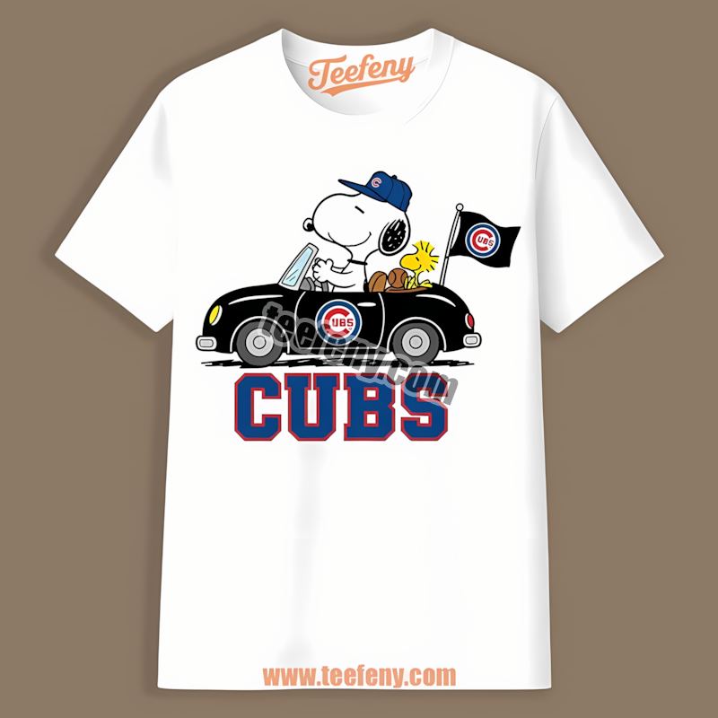 Chicago Cubs Snoopy Driving Car Color Shirt