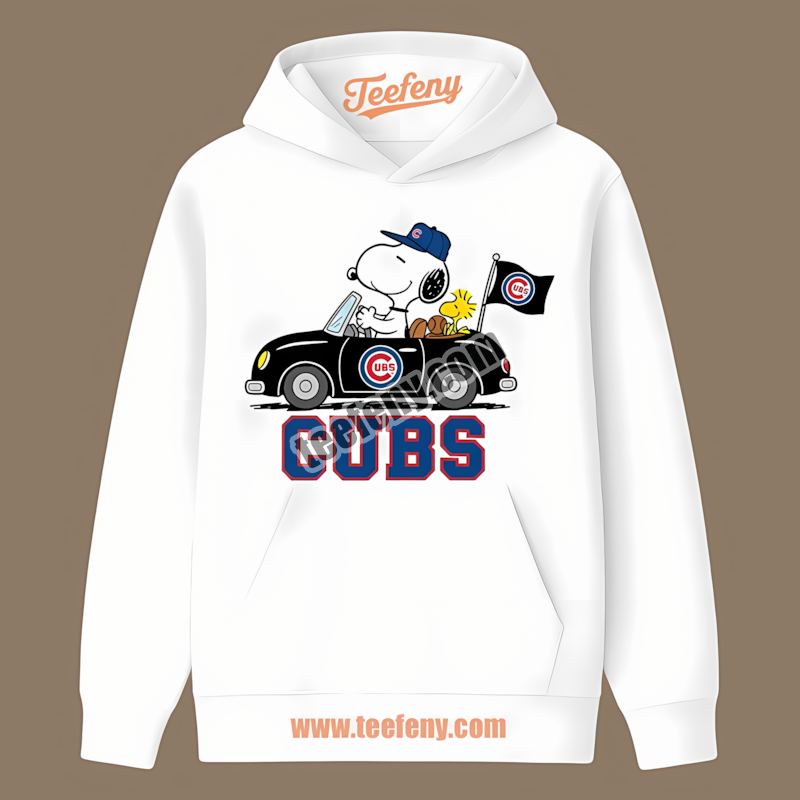 Chicago Cubs Snoopy Driving Car Color Hoodie Chicago Cubs Snoopy Driving Car Color Hoodie