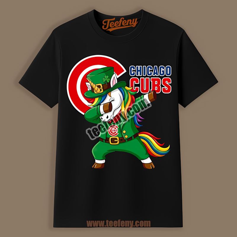 Chicago Cubs St Patricks Day Vs Dabbing Unicorn Adults Shirt