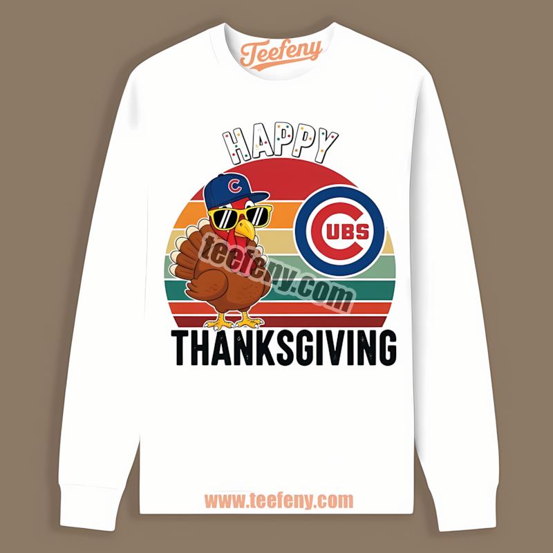 Chicago Cubs Thanksgiving Turkey Retro Long Sleeve Chicago Cubs Thanksgiving Turkey Retro Long Sleeve