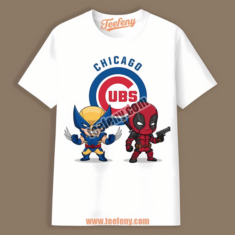 Chicago Cubs Wolverine Deadpool Superhero Color Shirt