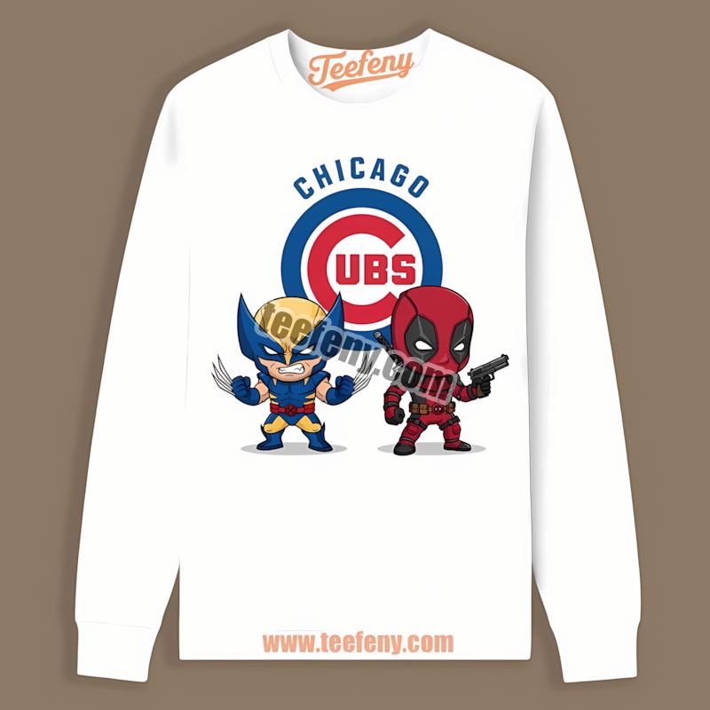 Chicago Cubs Wolverine Deadpool Superhero Color Long Sleeve Chicago Cubs Wolverine Deadpool Superhero Color Long Sleeve