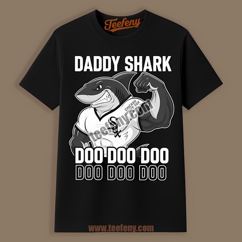 Chicago White Sox Daddy Shark Mens Tshirt
