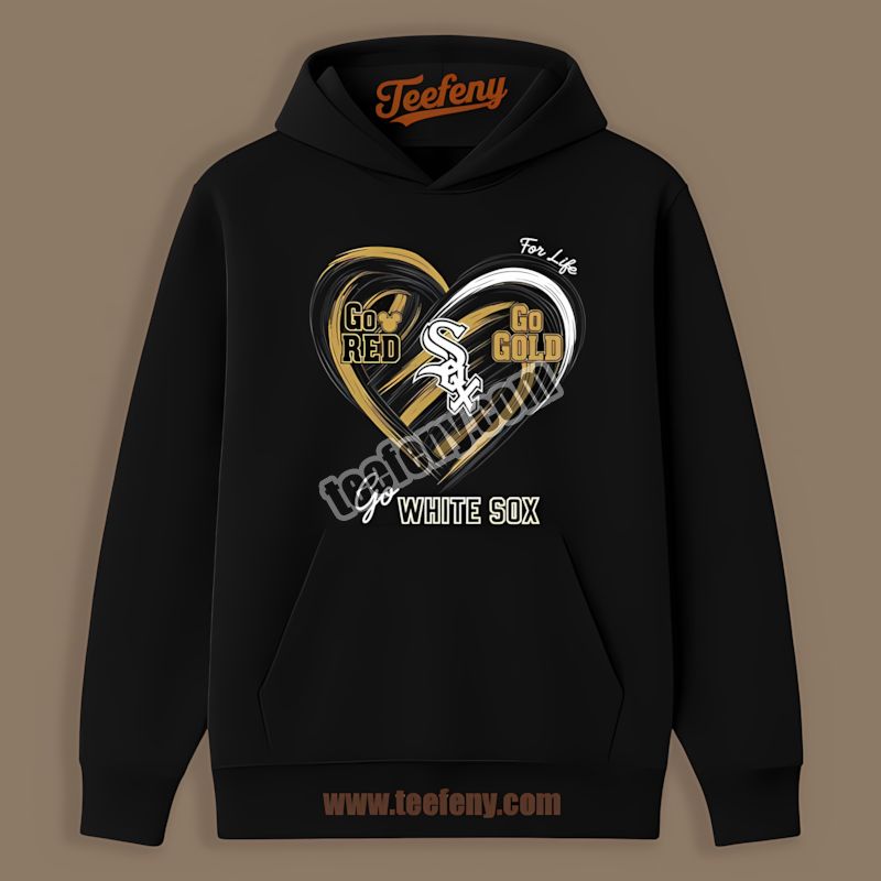 Chicago White Sox Heart Go Red Go Gold Custom Made Hoodie Chicago White Sox Heart Go Red Go Gold Custom Made Hoodie