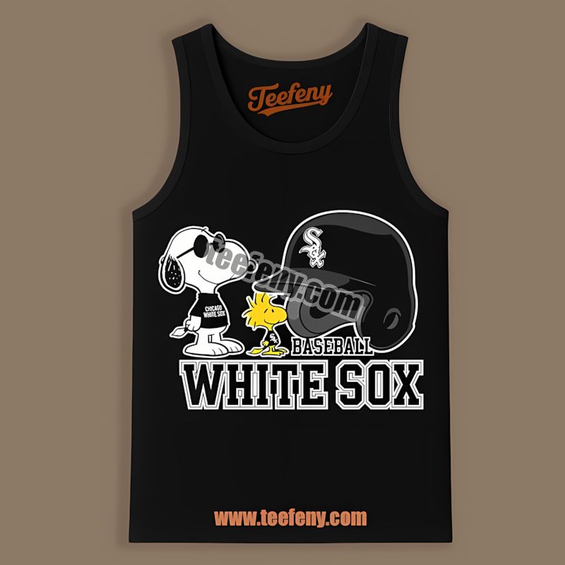 Chicago White Sox Helmet Vs Snoopy And Woodstock Printed Tanktop Chicago White Sox Helmet Vs Snoopy And Woodstock Printed Tanktop