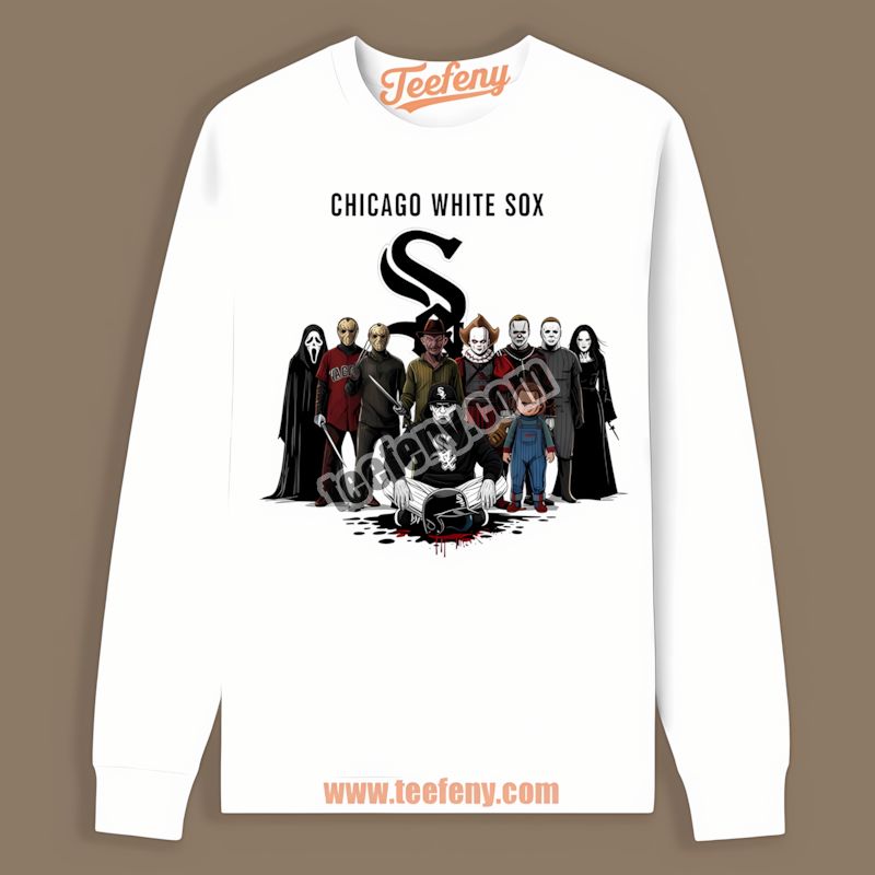 Chicago White Sox Horror Movie Characters Halloween Graphic Long Sleeve Chicago White Sox Horror Movie Characters Halloween Graphic Long Sleeve