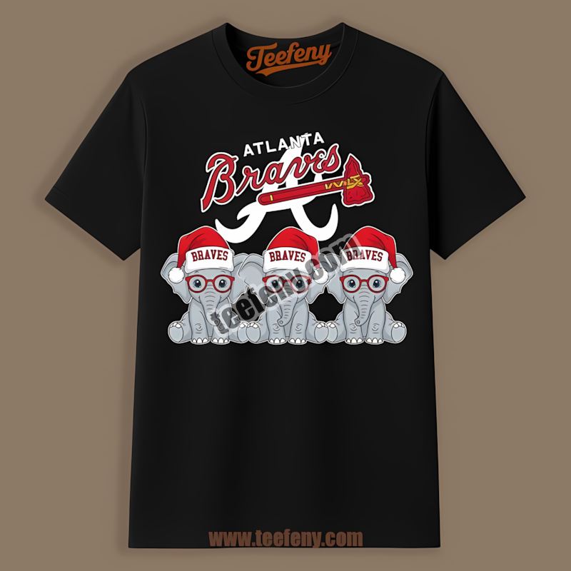 Christmas Elephants Atlanta Braves Classic Baseball Shirt