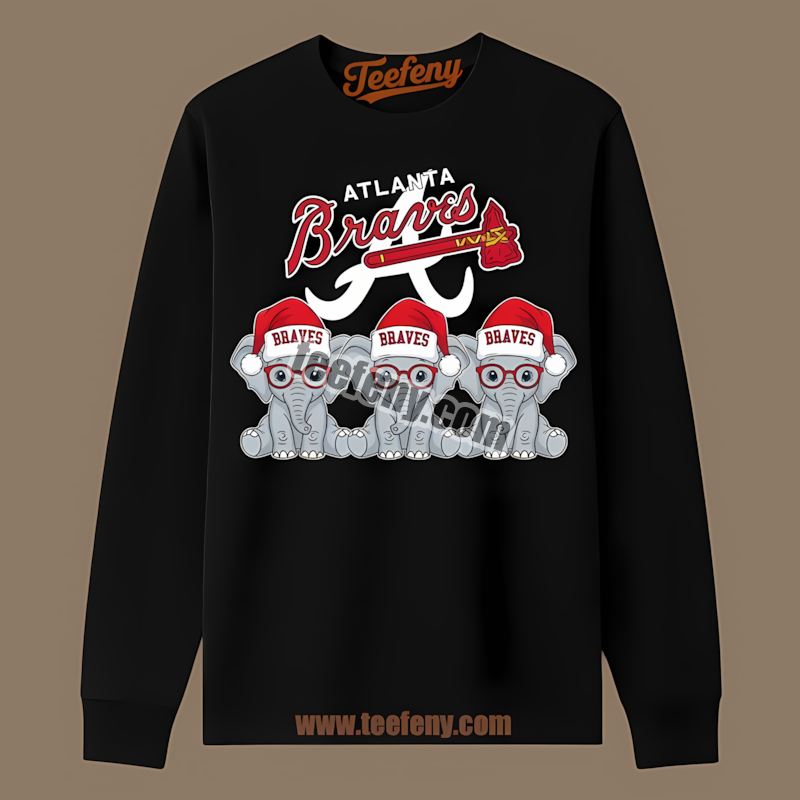 Christmas Elephants Atlanta Braves Classic Baseball Long Sleeve Christmas Elephants Atlanta Braves Classic Baseball Long Sleeve