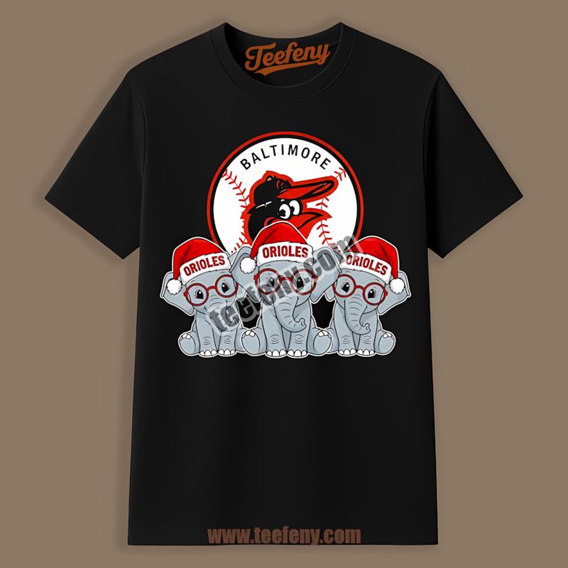Christmas Elephants Baltimore Orioles Crewneck Shirt