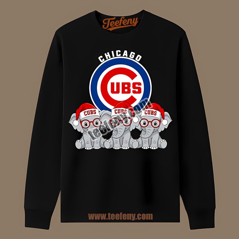 Christmas Elephants Chicago Cubs Classic Long Sleeve Christmas Elephants Chicago Cubs Classic Long Sleeve
