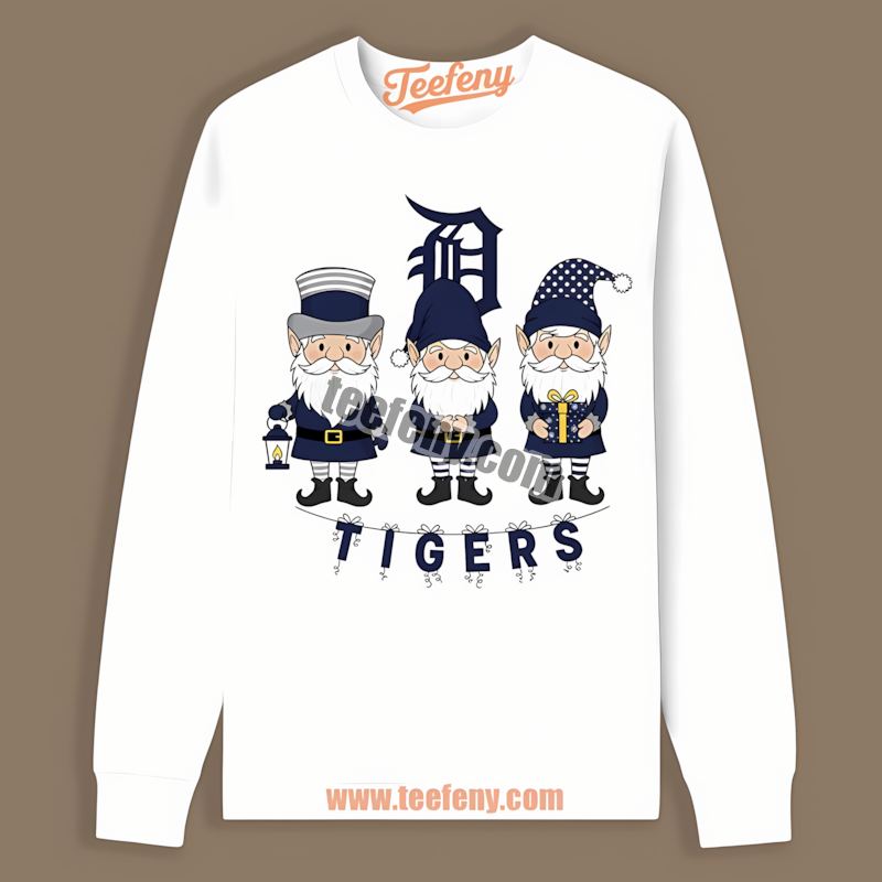 Christmas Gnomes Detroit Tigers Vintage Long Sleeve Christmas Gnomes Detroit Tigers Vintage Long Sleeve