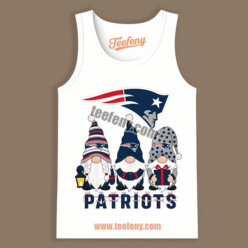 Christmas Gnomes New England Patriots Color Tanktop Christmas Gnomes New England Patriots Color Tanktop