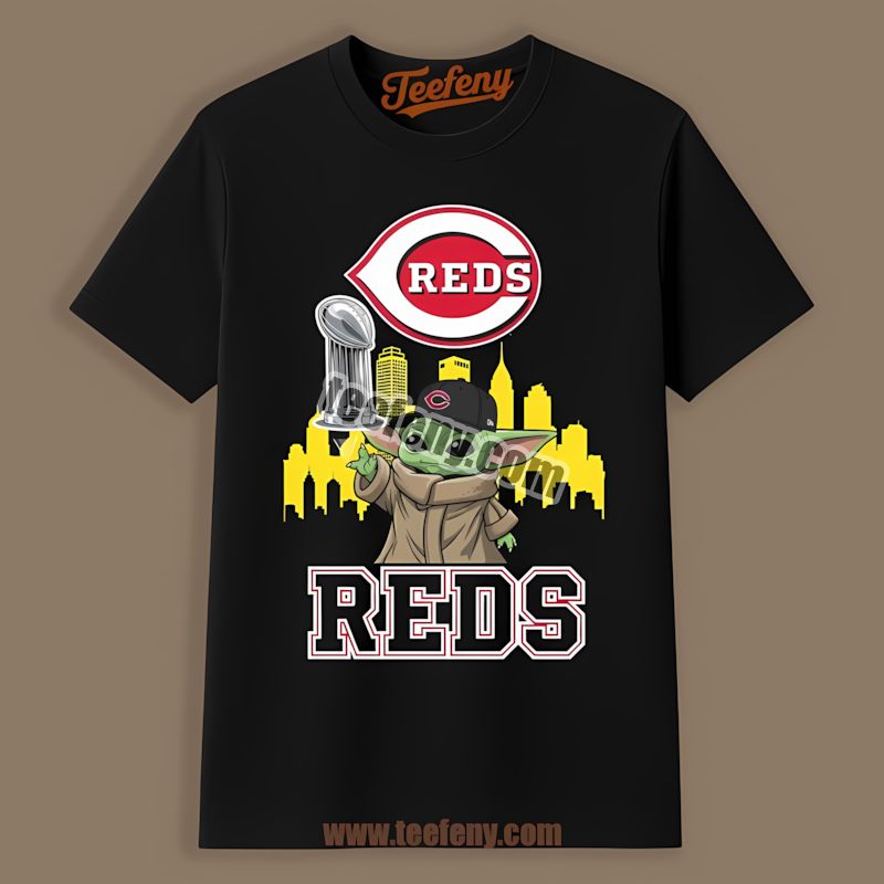 Cincinnati Reds Baby Yoda Holding World Series Trophy Funny Shirt
