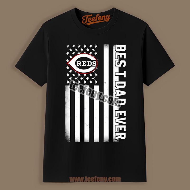 Cincinnati Reds Best Dad Ever American Flag Vintage Shirt