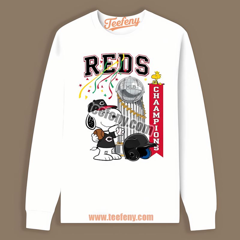 Cincinnati Reds Champions Snoopy Celebration Sports Long Sleeve Cincinnati Reds Champions Snoopy Celebration Sports Long Sleeve