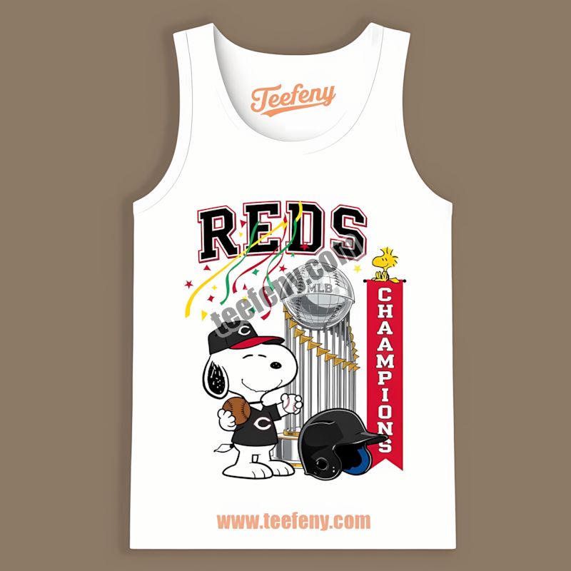 Cincinnati Reds Champions Snoopy Celebration Sports Tanktop Cincinnati Reds Champions Snoopy Celebration Sports Tanktop