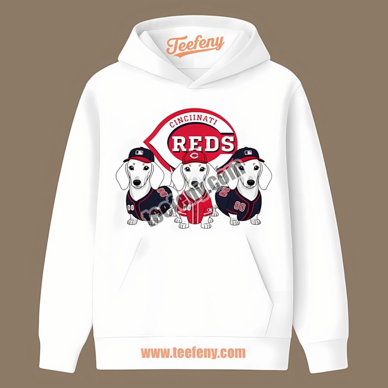 Cincinnati Reds Dachshund Dogs Long Sleeve Hoodie Cincinnati Reds Dachshund Dogs Long Sleeve Hoodie