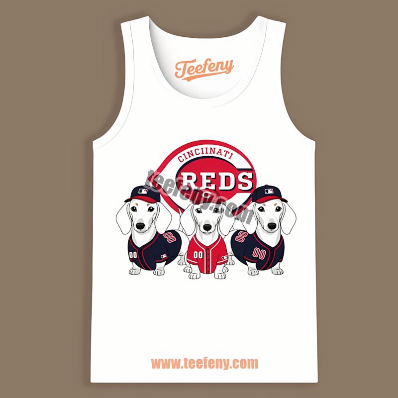 Cincinnati Reds Dachshund Dogs Long Sleeve Tanktop Cincinnati Reds Dachshund Dogs Long Sleeve Tanktop