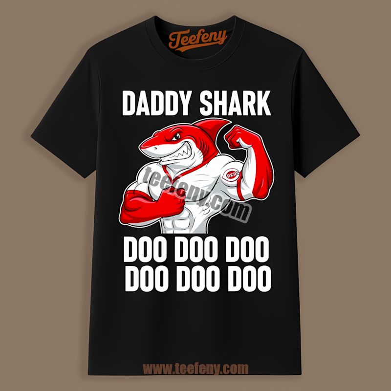 Cincinnati Reds Daddy Shark Comfort Colors Tshirt