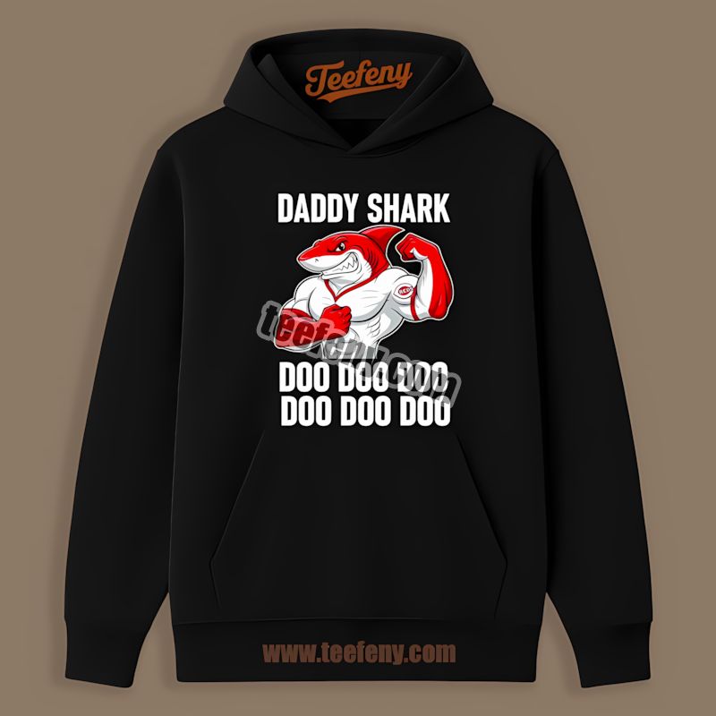 Cincinnati Reds Daddy Shark Comfort Colors THoodie Cincinnati Reds Daddy Shark Comfort Colors THoodie