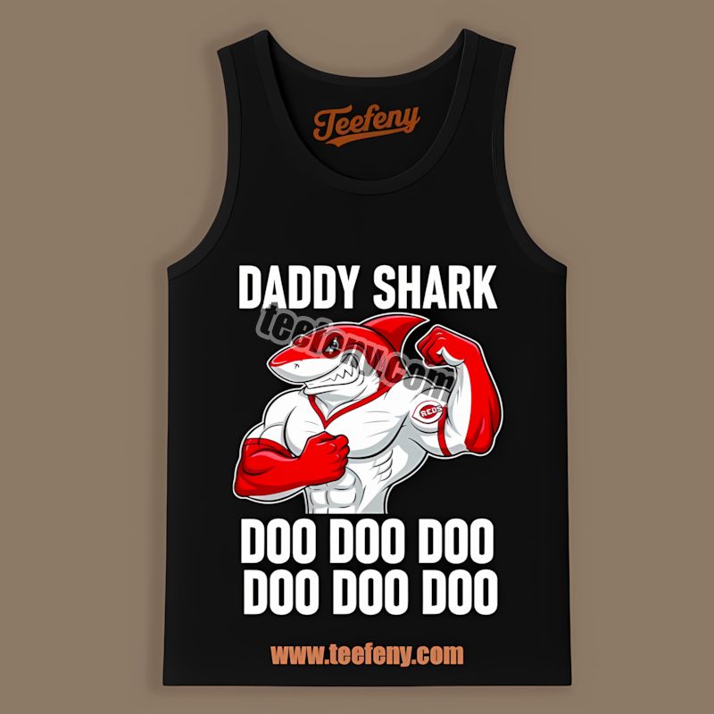 Cincinnati Reds Daddy Shark Comfort Colors TTanktop Cincinnati Reds Daddy Shark Comfort Colors TTanktop