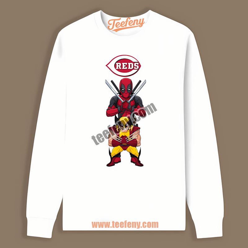 Cincinnati Reds Deadpool Wolverine Crossover Graphic Long Sleeve Cincinnati Reds Deadpool Wolverine Crossover Graphic Long Sleeve