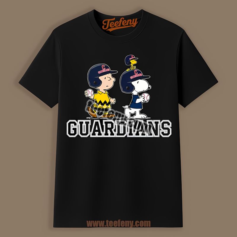 Cleveland Guardians Charlie Brown And Snoopy Play Together Retro Shirt