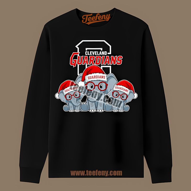 Cleveland Guardians Christmas Elephants Printed Long Sleeve Cleveland Guardians Christmas Elephants Printed Long Sleeve