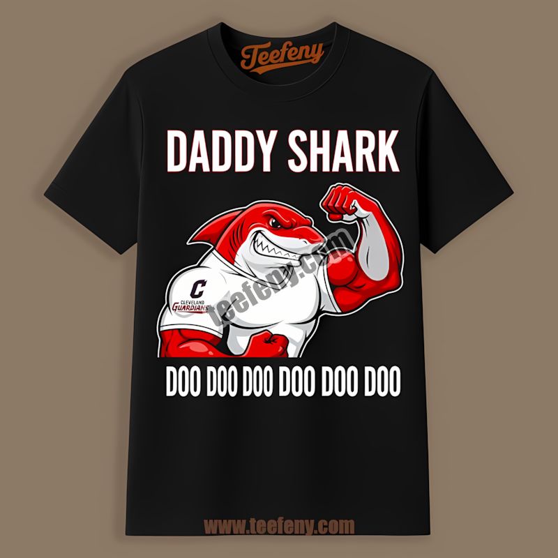 Cleveland Guardians Daddy Shark Mens Tshirt