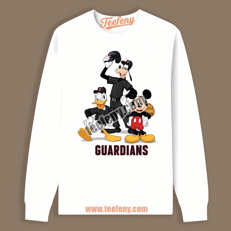 Cleveland Guardians Disney Mickey Donald Goofy Cartoon Long Sleeve Cleveland Guardians Disney Mickey Donald Goofy Cartoon Long Sleeve