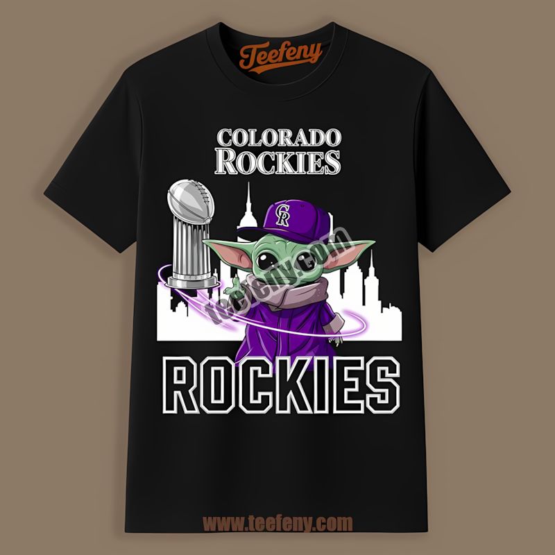 Colorado Rockies Baby Yoda Holding World Series Trophy Funny Shirt