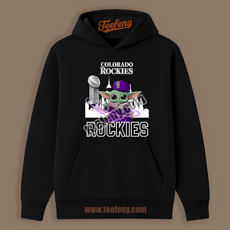 Colorado Rockies Baby Yoda Holding World Series Trophy Funny Hoodie Colorado Rockies Baby Yoda Holding World Series Trophy Funny Hoodie