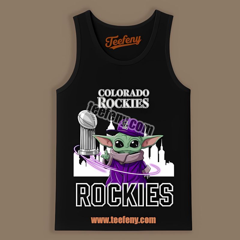 Colorado Rockies Baby Yoda Holding World Series Trophy Funny Tanktop Colorado Rockies Baby Yoda Holding World Series Trophy Funny Tanktop