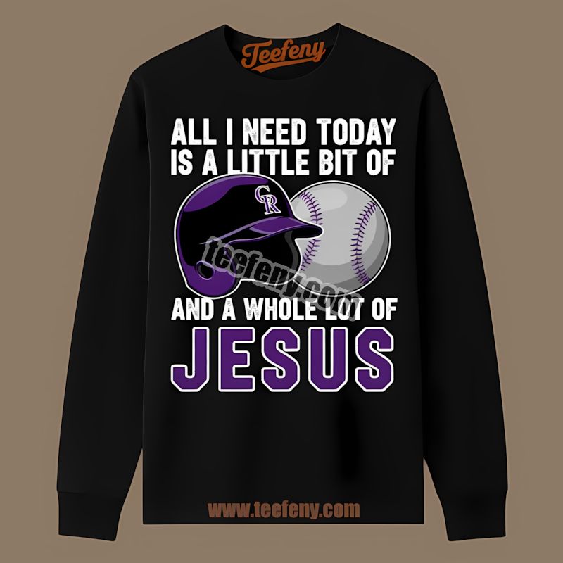 Colorado Rockies Baseball And Jesus Graphic Long Sleeve Colorado Rockies Baseball And Jesus Graphic Long Sleeve