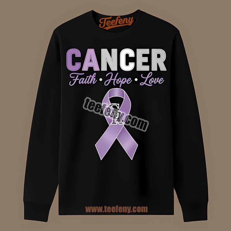 Colorado Rockies Cancer Awareness Faith Hope Love Soft Long Sleeve Colorado Rockies Cancer Awareness Faith Hope Love Soft Long Sleeve