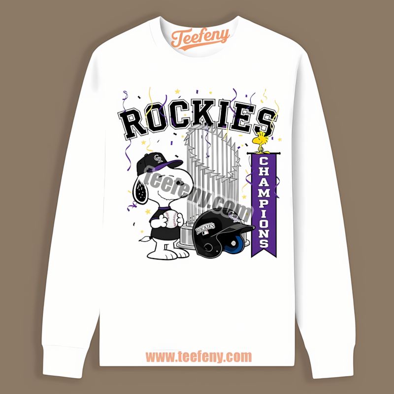 Colorado Rockies Champions Snoopy Celebration Sports Long Sleeve Colorado Rockies Champions Snoopy Celebration Sports Long Sleeve