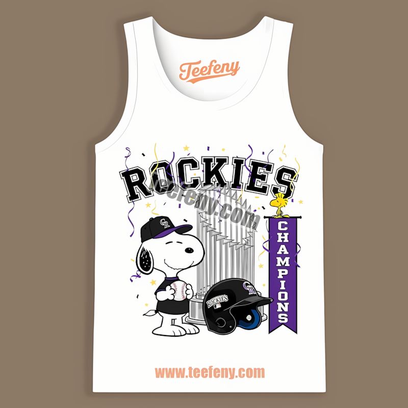 Colorado Rockies Champions Snoopy Celebration Sports Tanktop Colorado Rockies Champions Snoopy Celebration Sports Tanktop