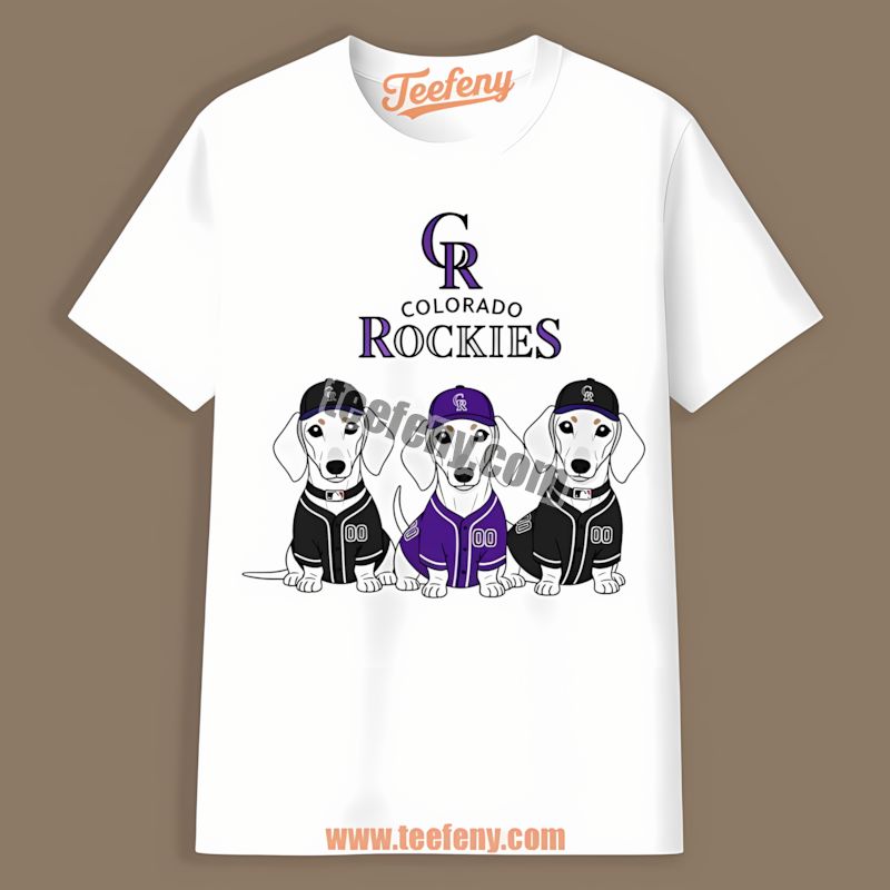 Colorado Rockies Dachshund Dogs Long Sleeve Shirt