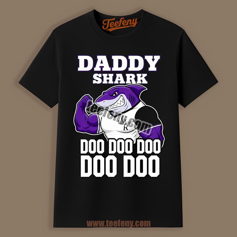 Colorado Rockies Daddy Shark Mens Tshirt