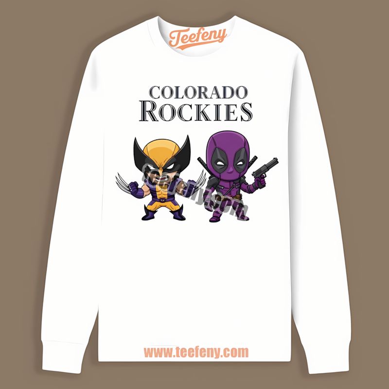 Colorado Rockies Wolverine Deadpool Superhero Crewneck Long Sleeve Colorado Rockies Wolverine Deadpool Superhero Crewneck Long Sleeve