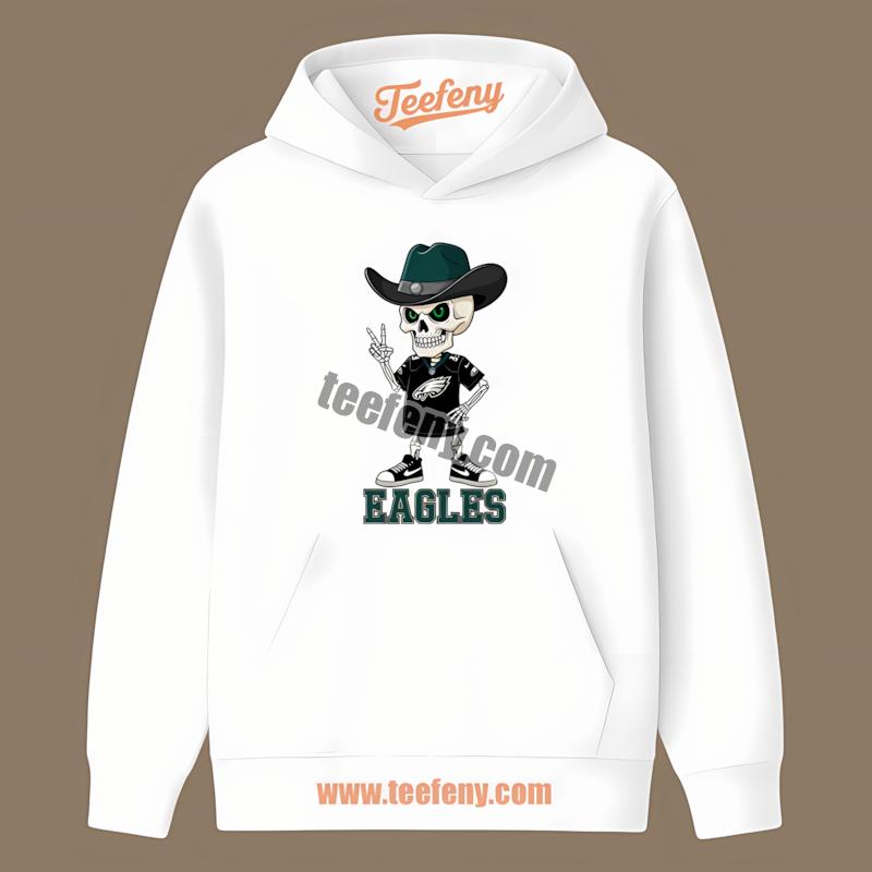 Cowboy Skeleton Loves Philadelphia Eagles Cotton Hoodie Cowboy Skeleton Loves Philadelphia Eagles Cotton Hoodie