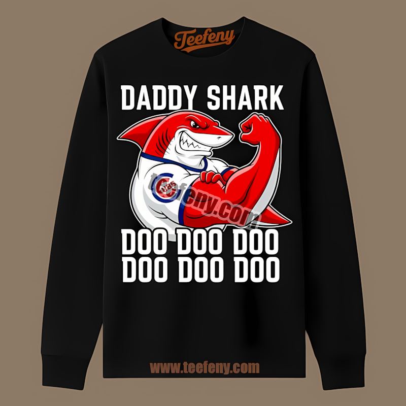 Daddy Shark Chicago Cubs Vintage Long Sleeve Daddy Shark Chicago Cubs Vintage Long Sleeve